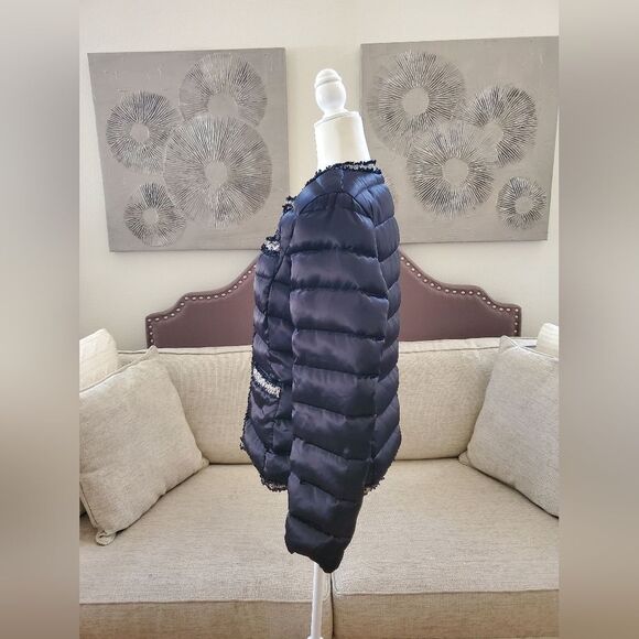 Karl Lagerfeld Tweed Trim Puffer Jacket Sz Sm - Picture 7 of 16